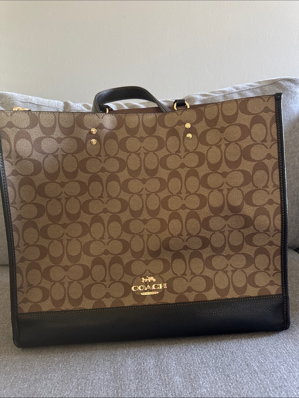COACH Brown Signature Dempsey Tote Bag